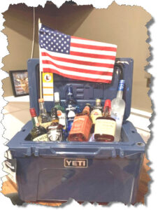 Yeti Cooler to benefit ENF and Charity Baskets - Picture contains alcohol bottles not necessarily in Yeti cooler