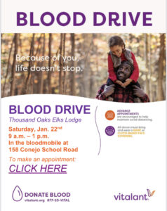January 22, 2022 Thousand Oaks Elks Blood Drive